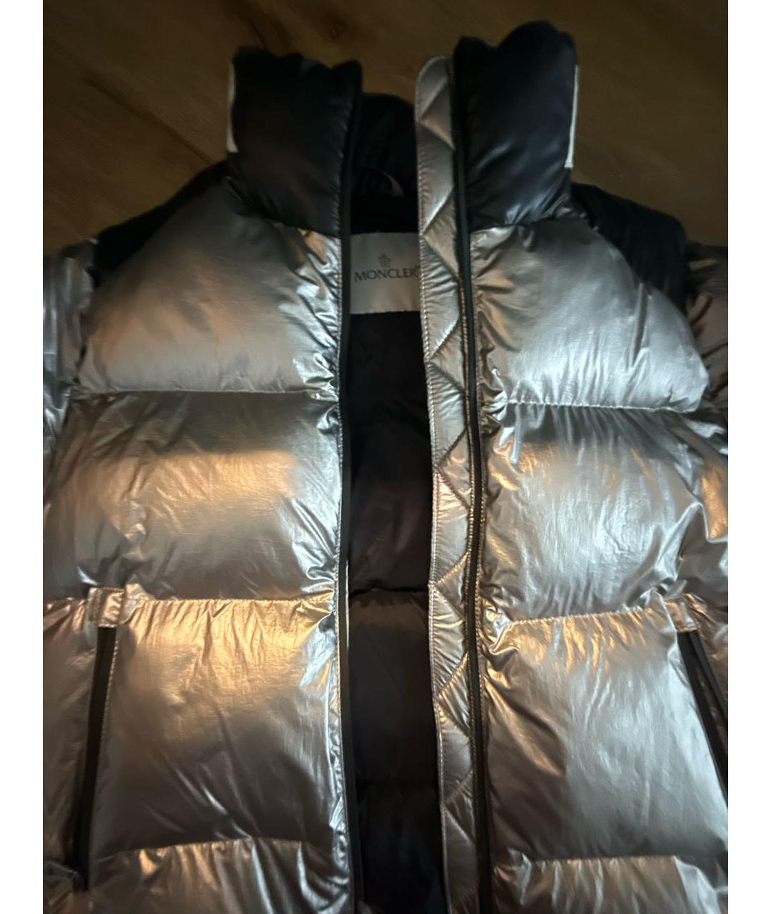 MONCLER Серебрянный полиамидовый пуховик, фото 4