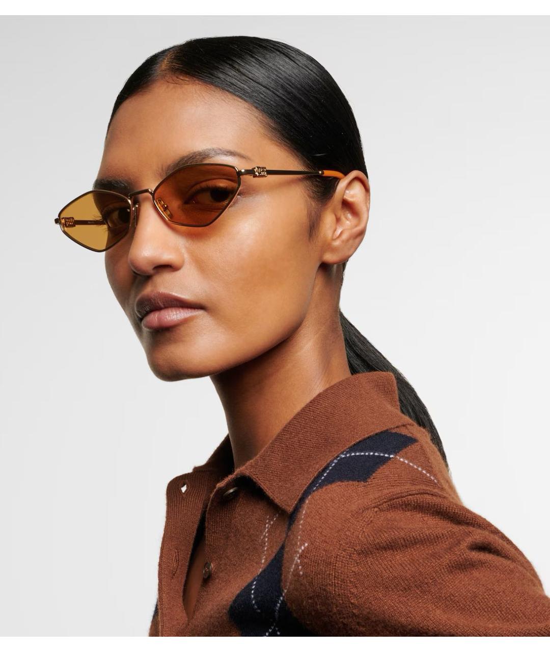 MIU MIU Золотые солнцезащитные очки, фото 5