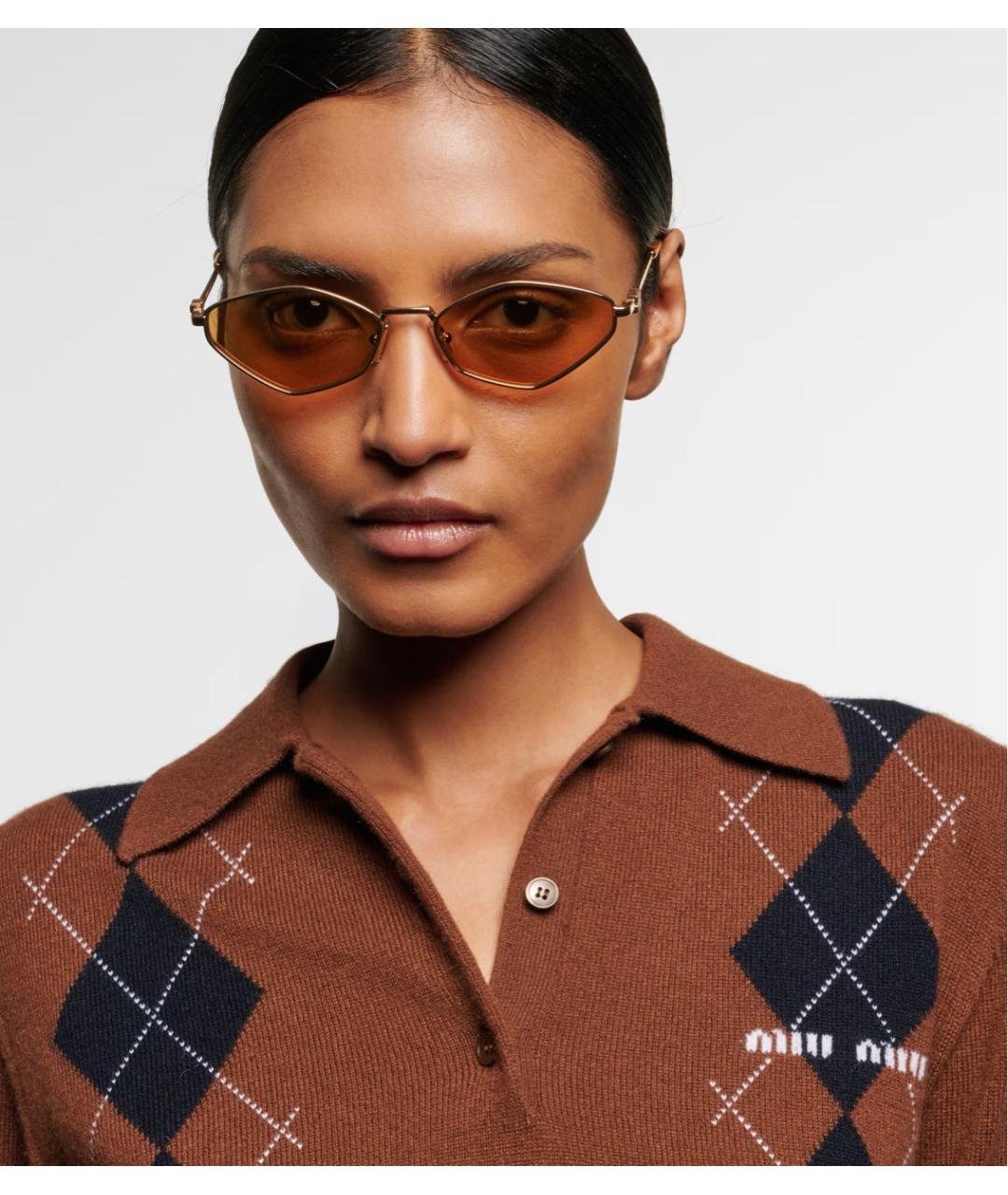 MIU MIU Золотые солнцезащитные очки, фото 6