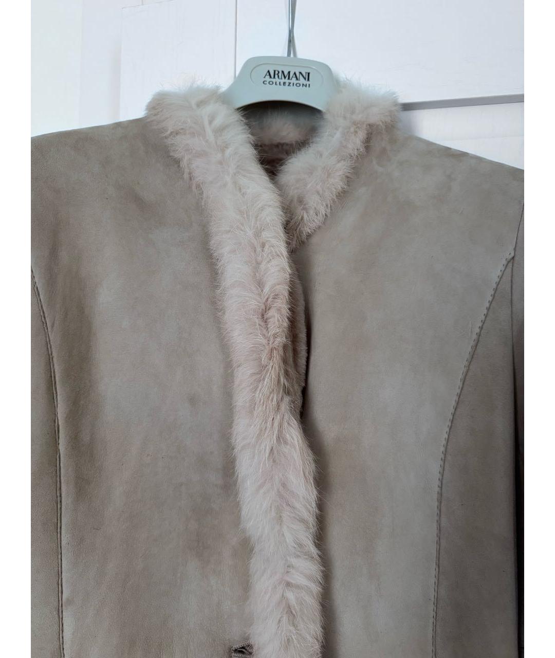 ARMANI COLLEZIONI Бежевая замшевая дубленка, фото 4