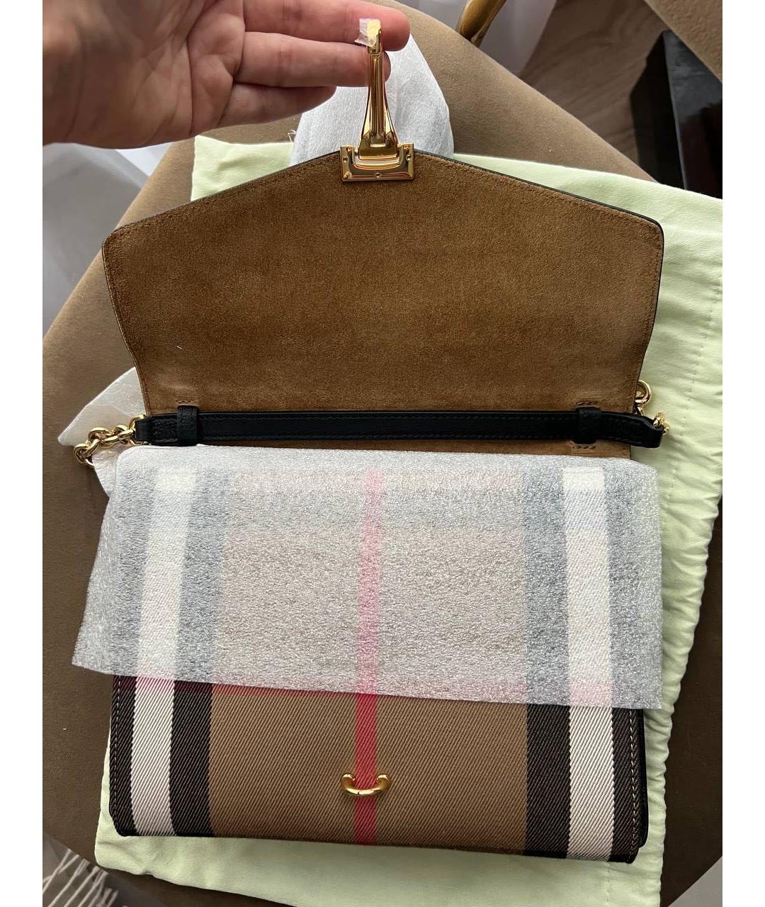 BURBERRY Черная кожаная сумка через плечо, фото 4