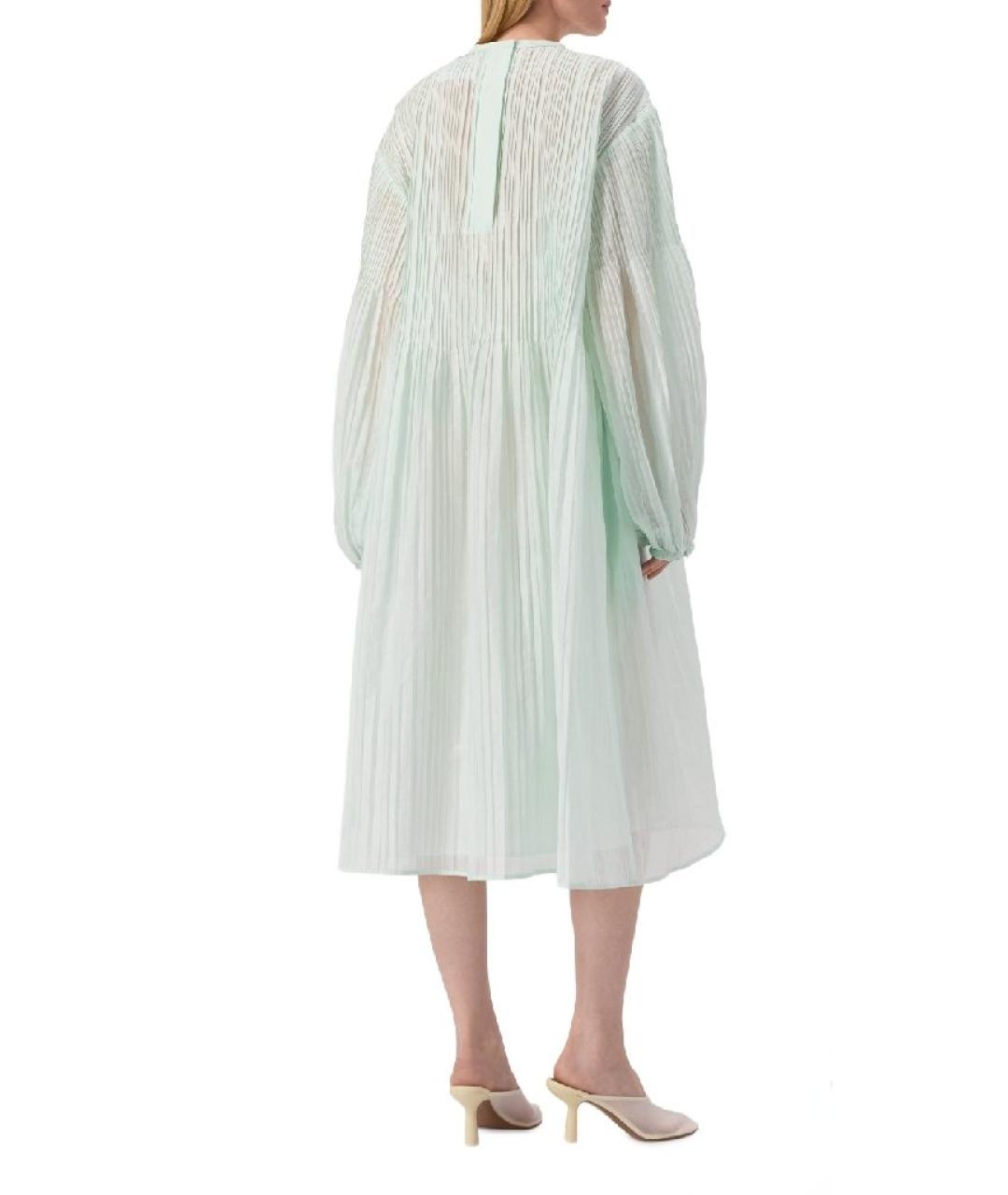 JIL SANDER Зеленые хлопковое повседневное платье, фото 2
