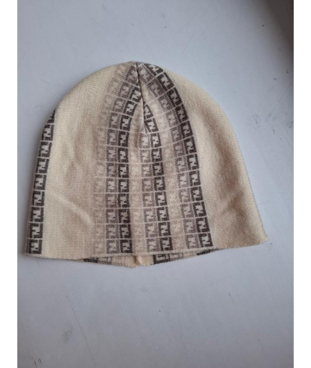 FENDI Бежевая шерстяная шапка, фото 6
