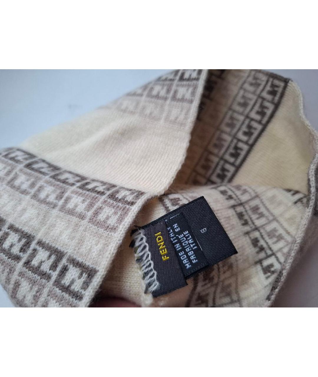 FENDI Бежевая шерстяная шапка, фото 3