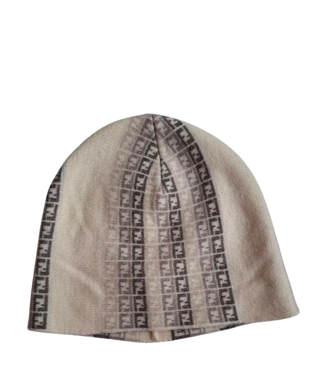 FENDI Бежевая шерстяная шапка, фото 1