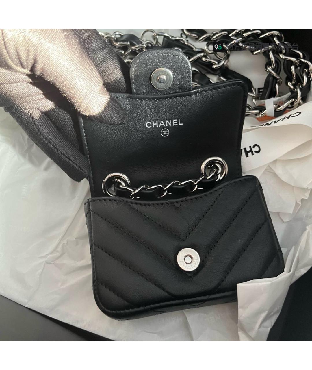 CHANEL Черная кожаная поясная сумка, фото 7