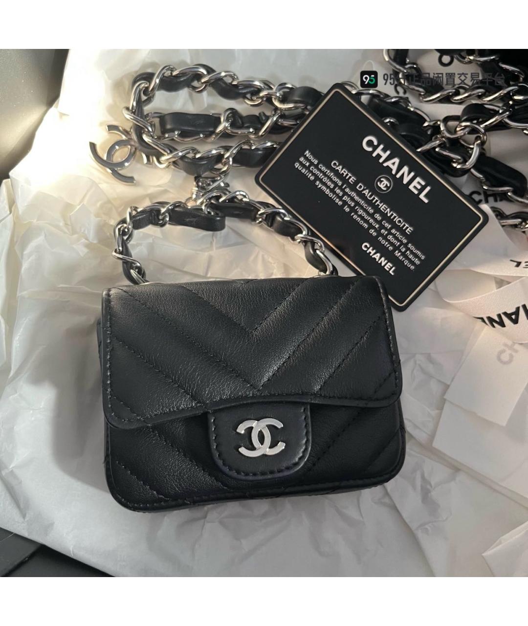 CHANEL Черная кожаная поясная сумка, фото 9