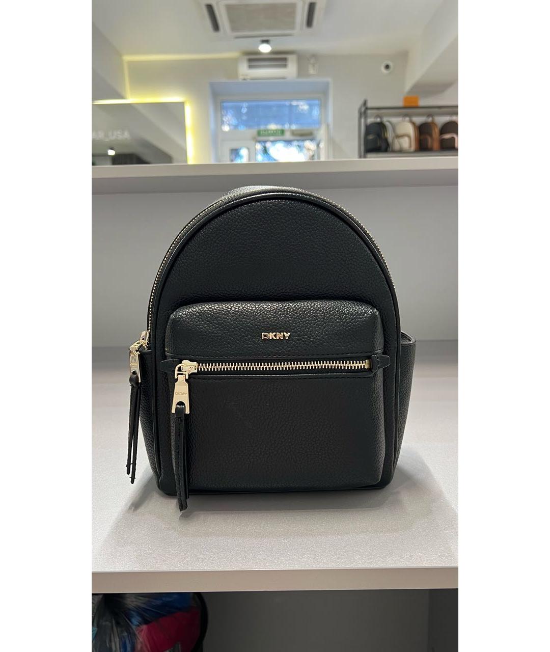 DKNY Черный кожаный рюкзак, фото 5