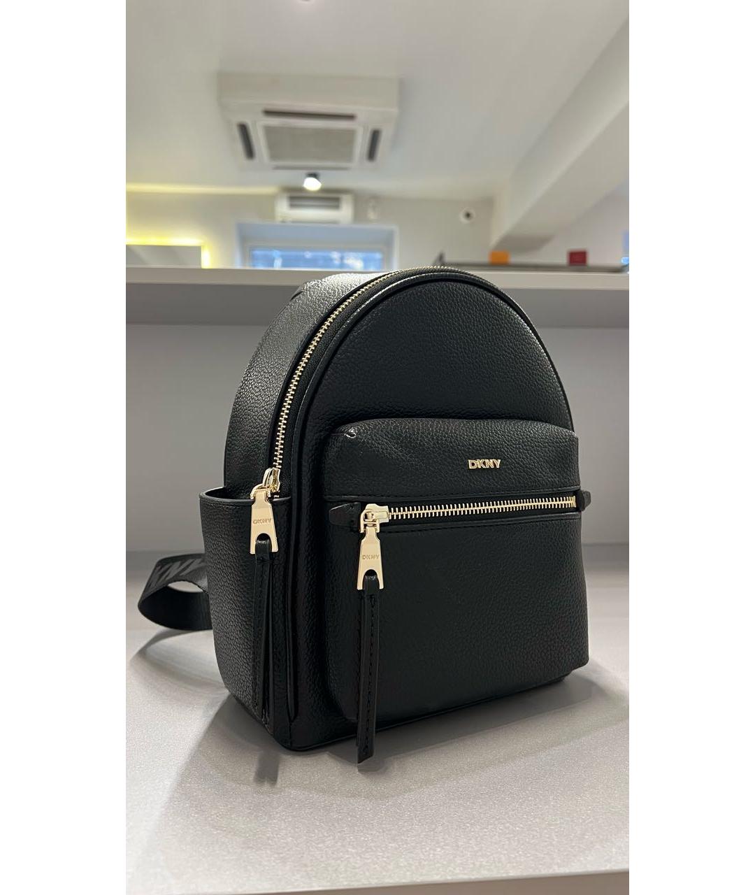 DKNY Черный кожаный рюкзак, фото 2