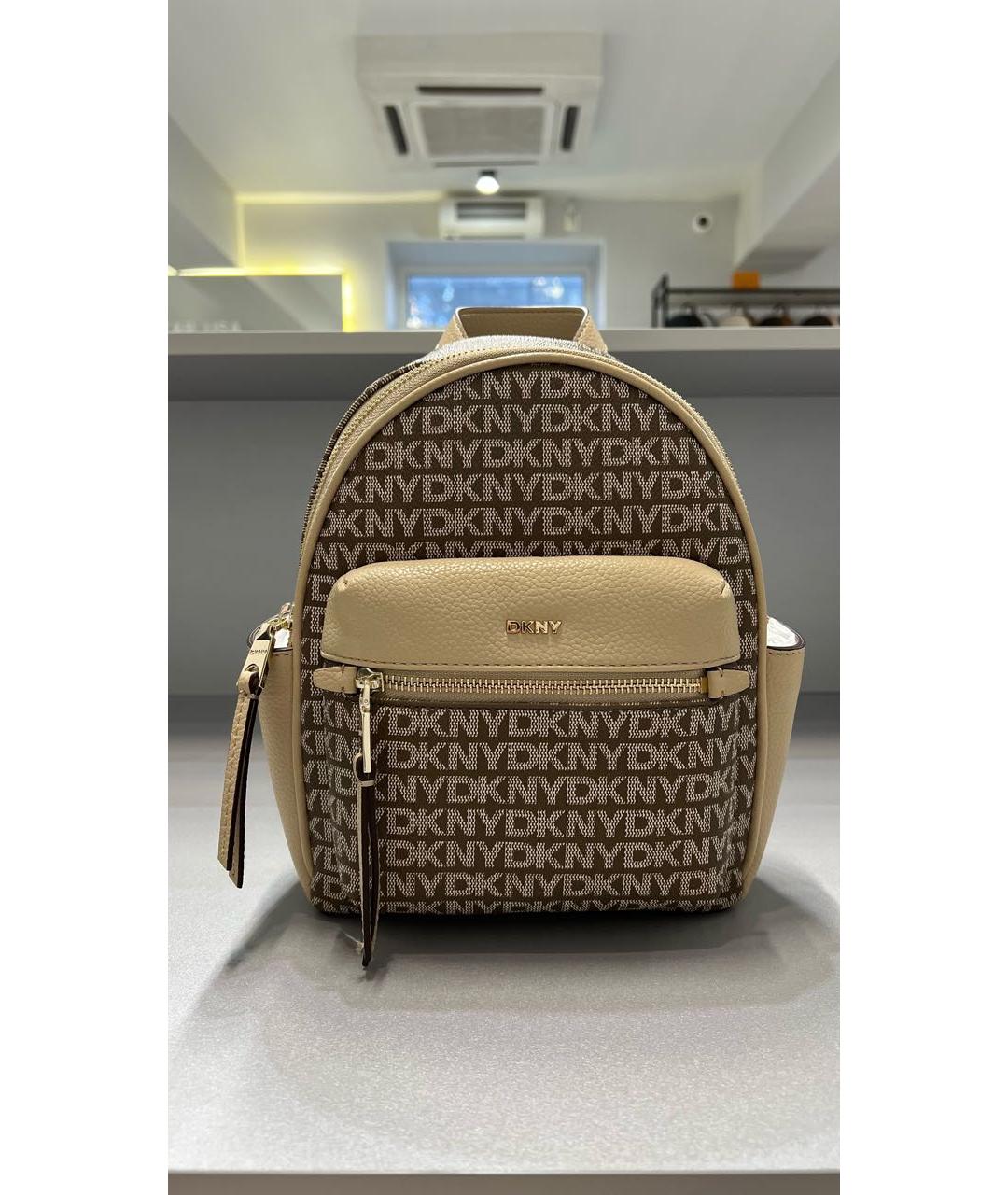 DKNY Бежевый кожаный рюкзак, фото 5