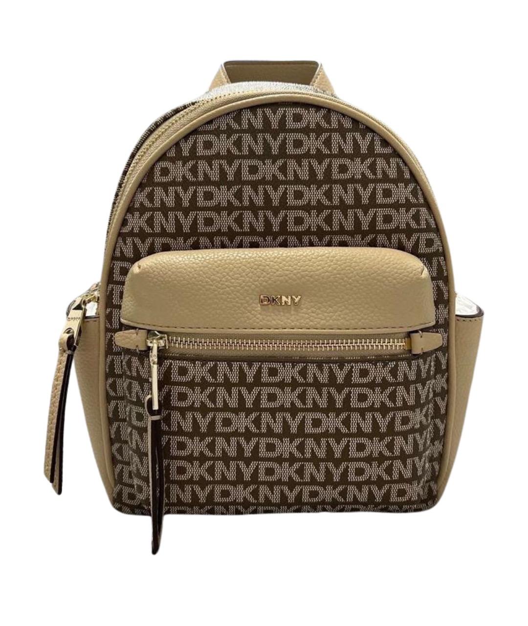DKNY Бежевый кожаный рюкзак, фото 1