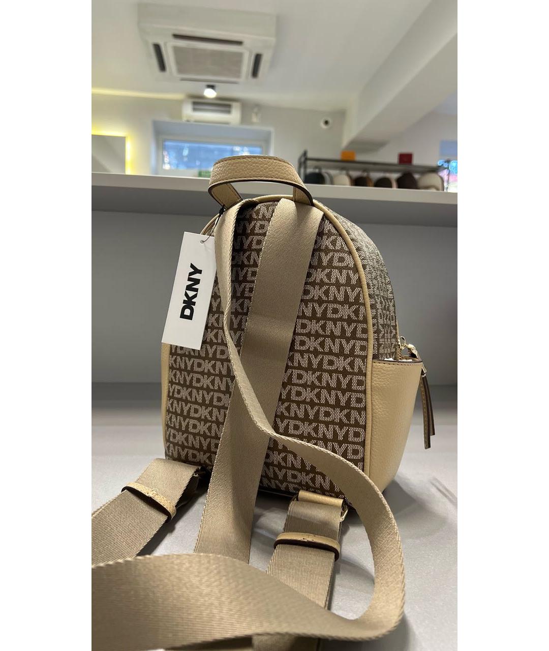 DKNY Бежевый кожаный рюкзак, фото 3