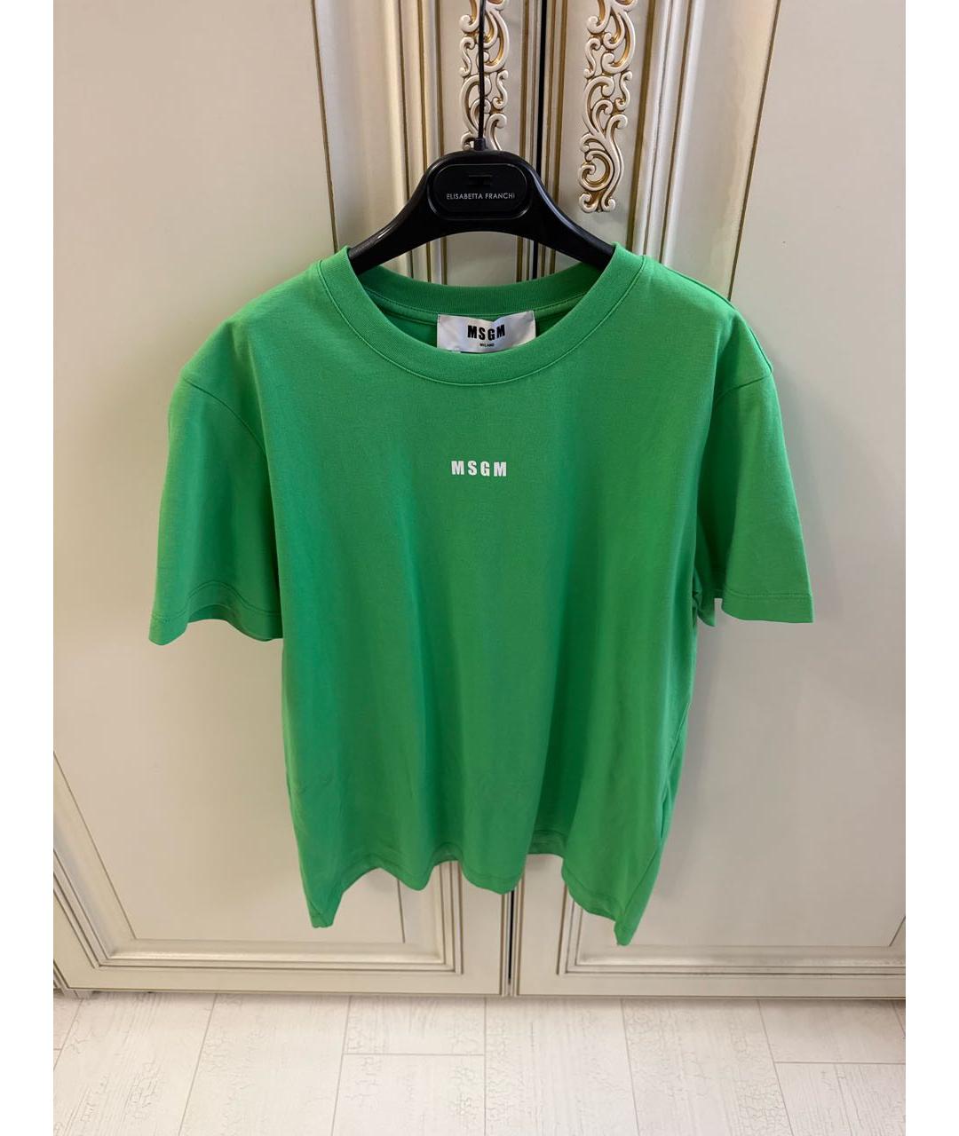 MSGM Зеленая хлопковая футболка, фото 4