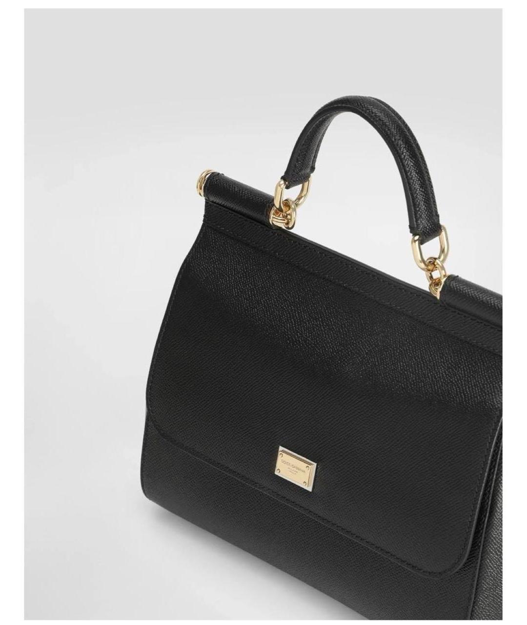 DOLCE&GABBANA Черная кожаная сумка с короткими ручками, фото 7