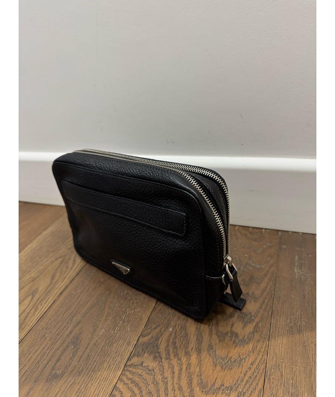 PRADA Черная кожаная барсетка, фото 2