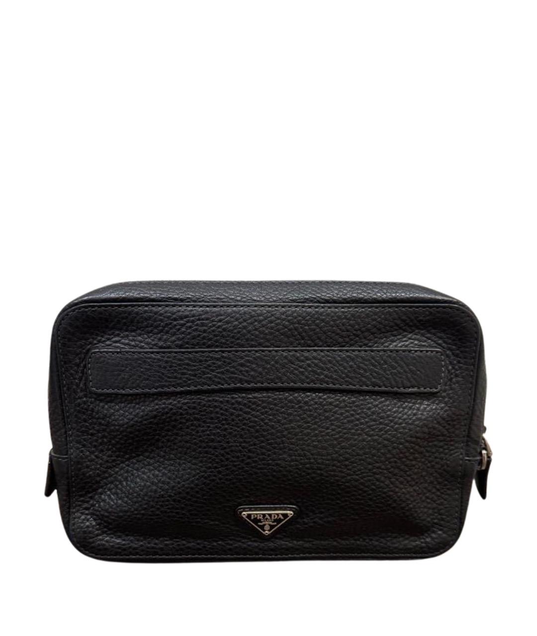 PRADA Черная кожаная барсетка, фото 1