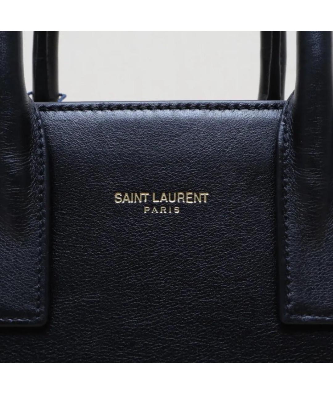 SAINT LAURENT Черная кожаная сумка тоут, фото 5