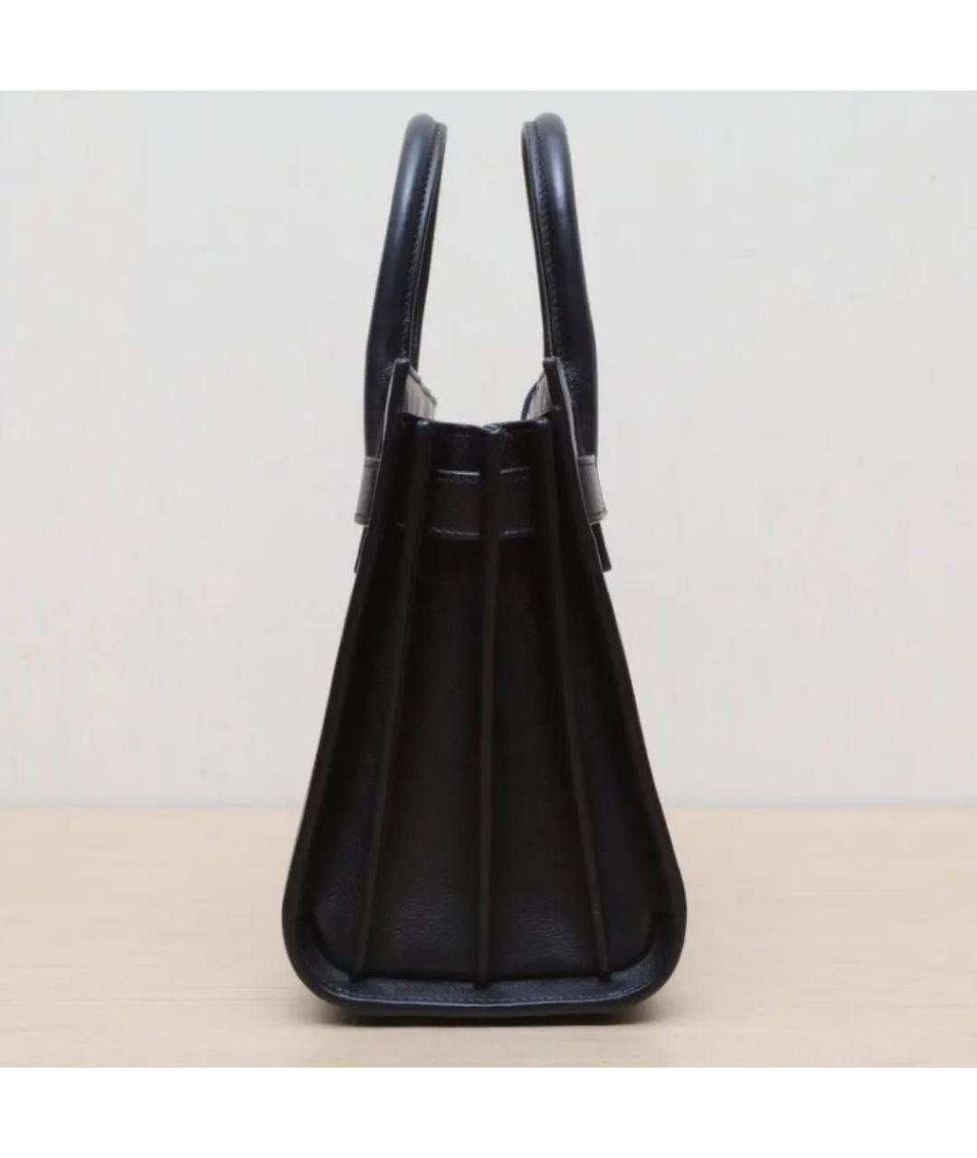 SAINT LAURENT Черная кожаная сумка тоут, фото 2