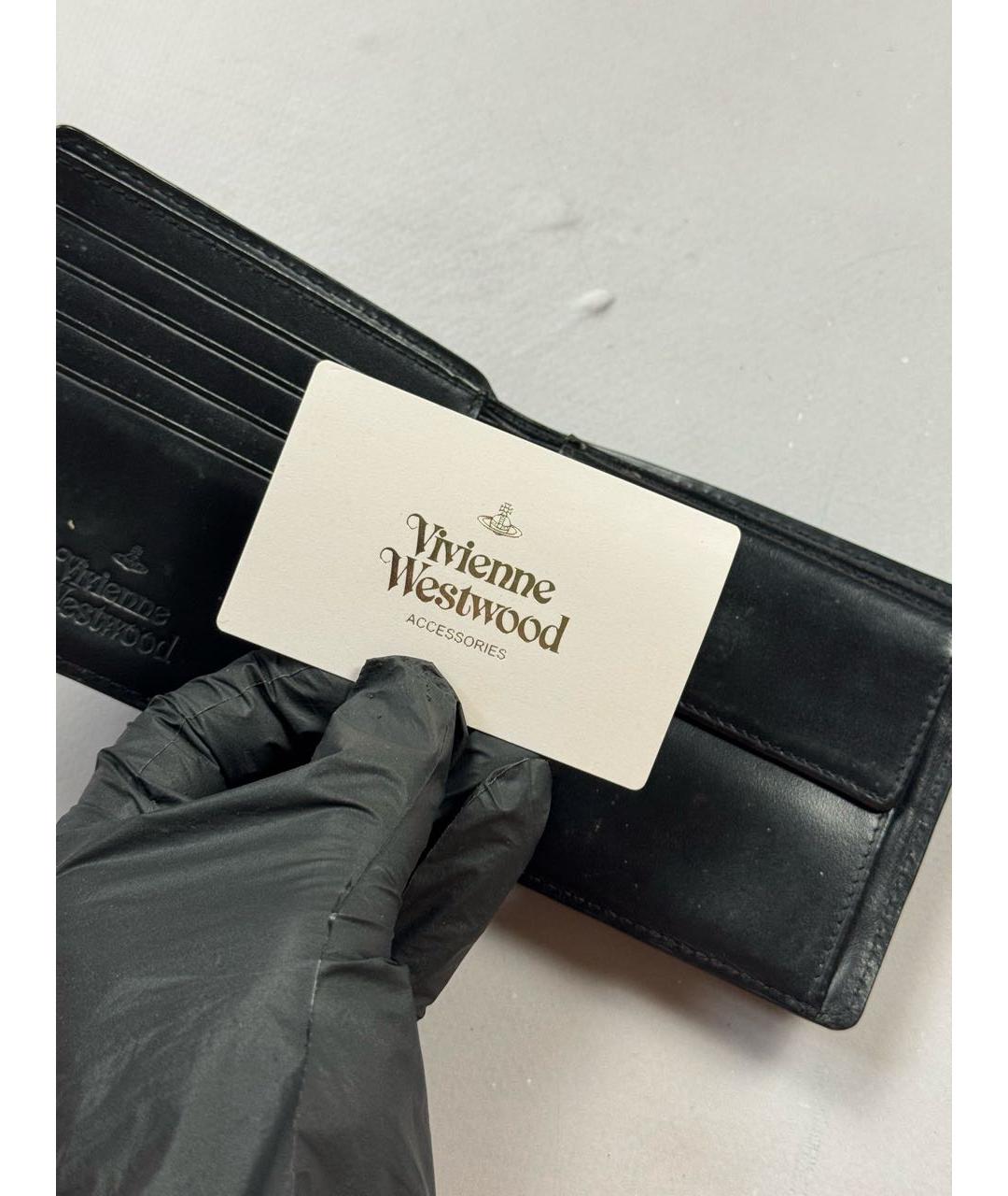 VIVIENNE WESTWOOD Черный кожаный кошелек, фото 7