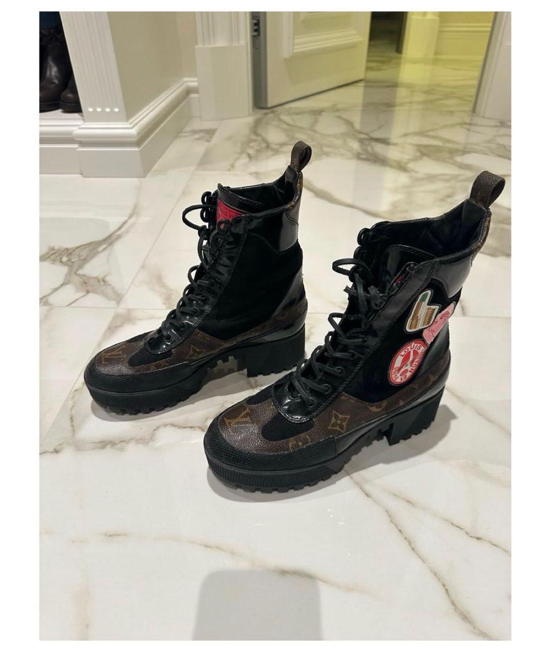LOUIS VUITTON Черные кожаные ботинки, фото 3