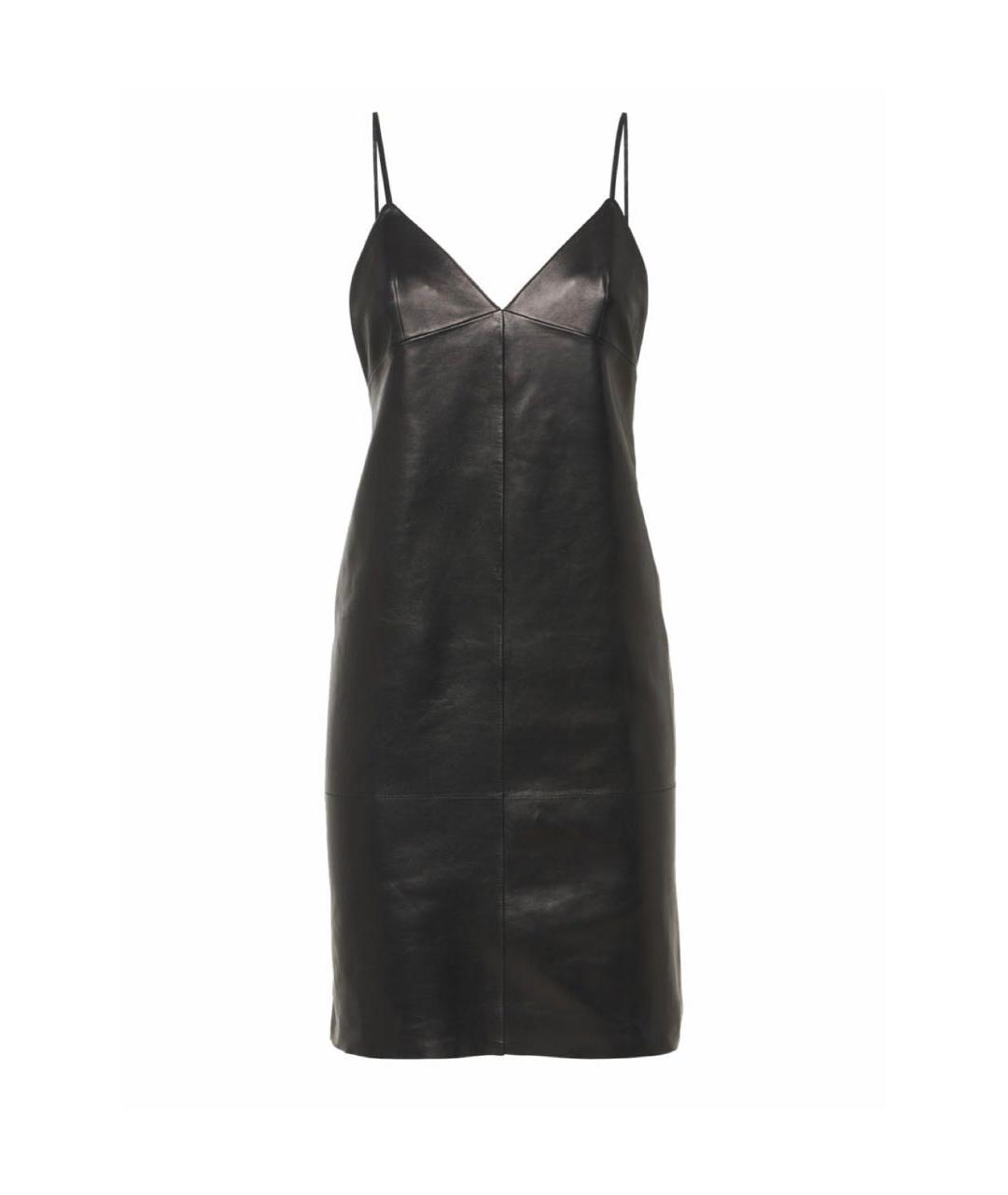 SAINT LAURENT Черное кожаное коктейльное платье, фото 1