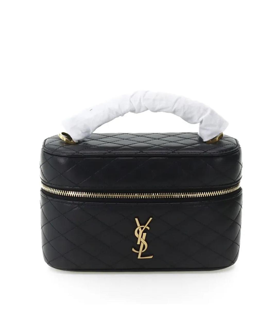 SAINT LAURENT Черная кожаная сумка с короткими ручками, фото 1