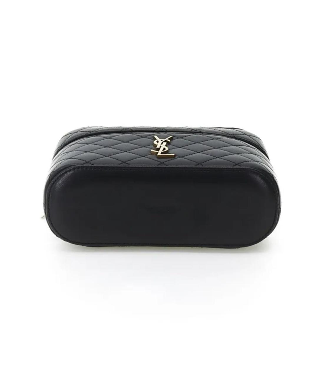 SAINT LAURENT Черная кожаная сумка с короткими ручками, фото 6