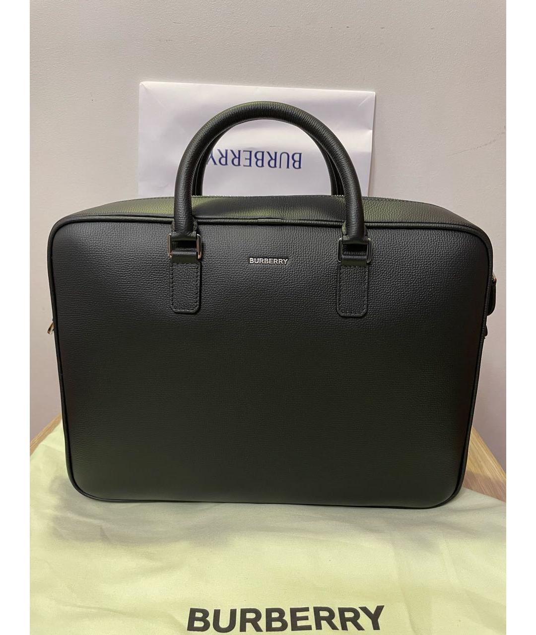 BURBERRY Черный кожаный портфель, фото 9