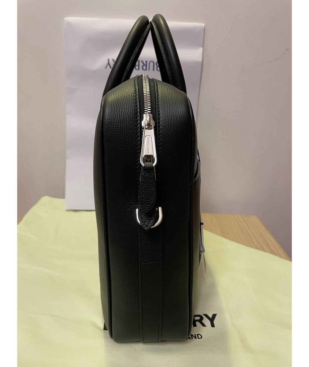BURBERRY Черный кожаный портфель, фото 2