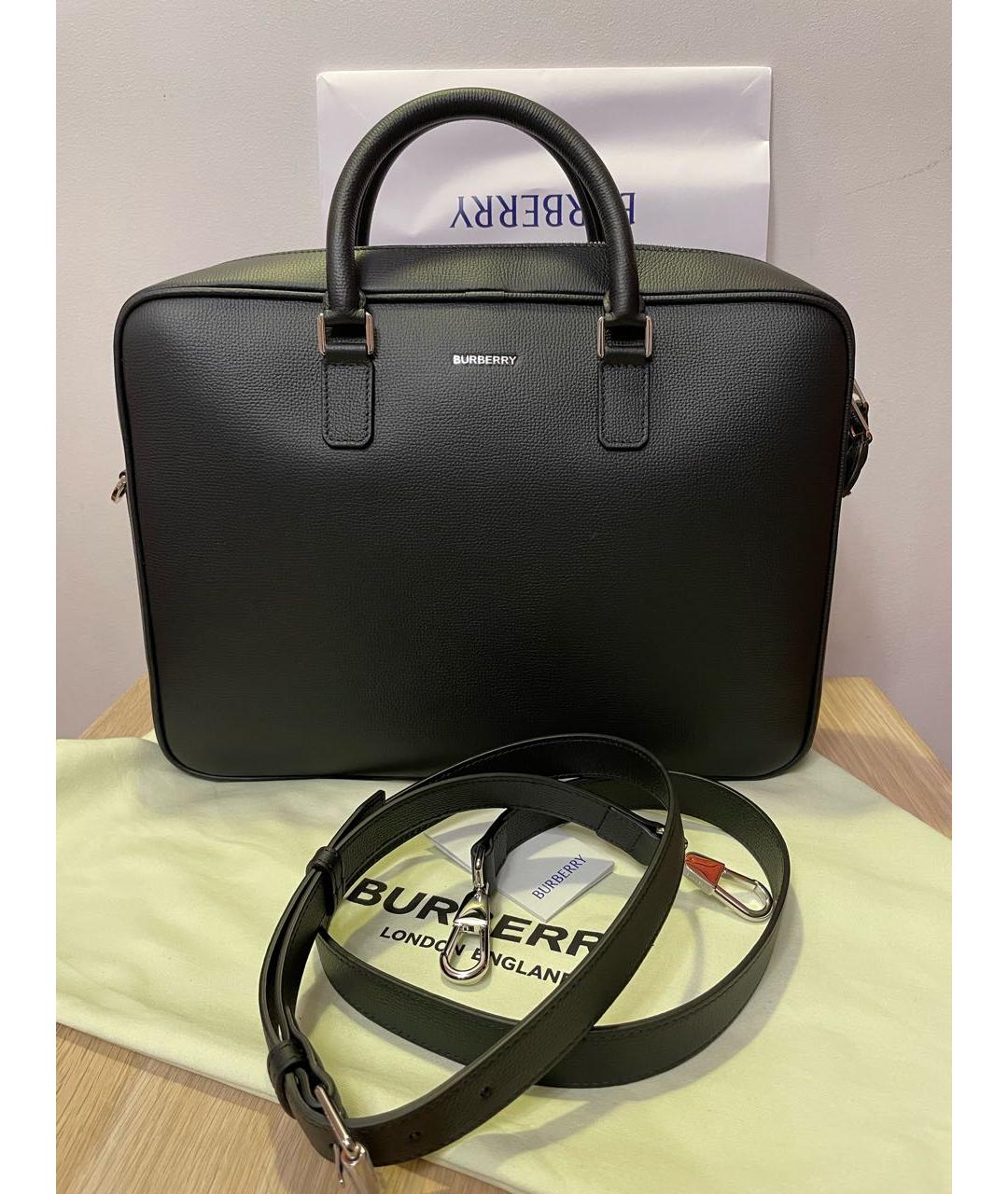 BURBERRY Черный кожаный портфель, фото 8