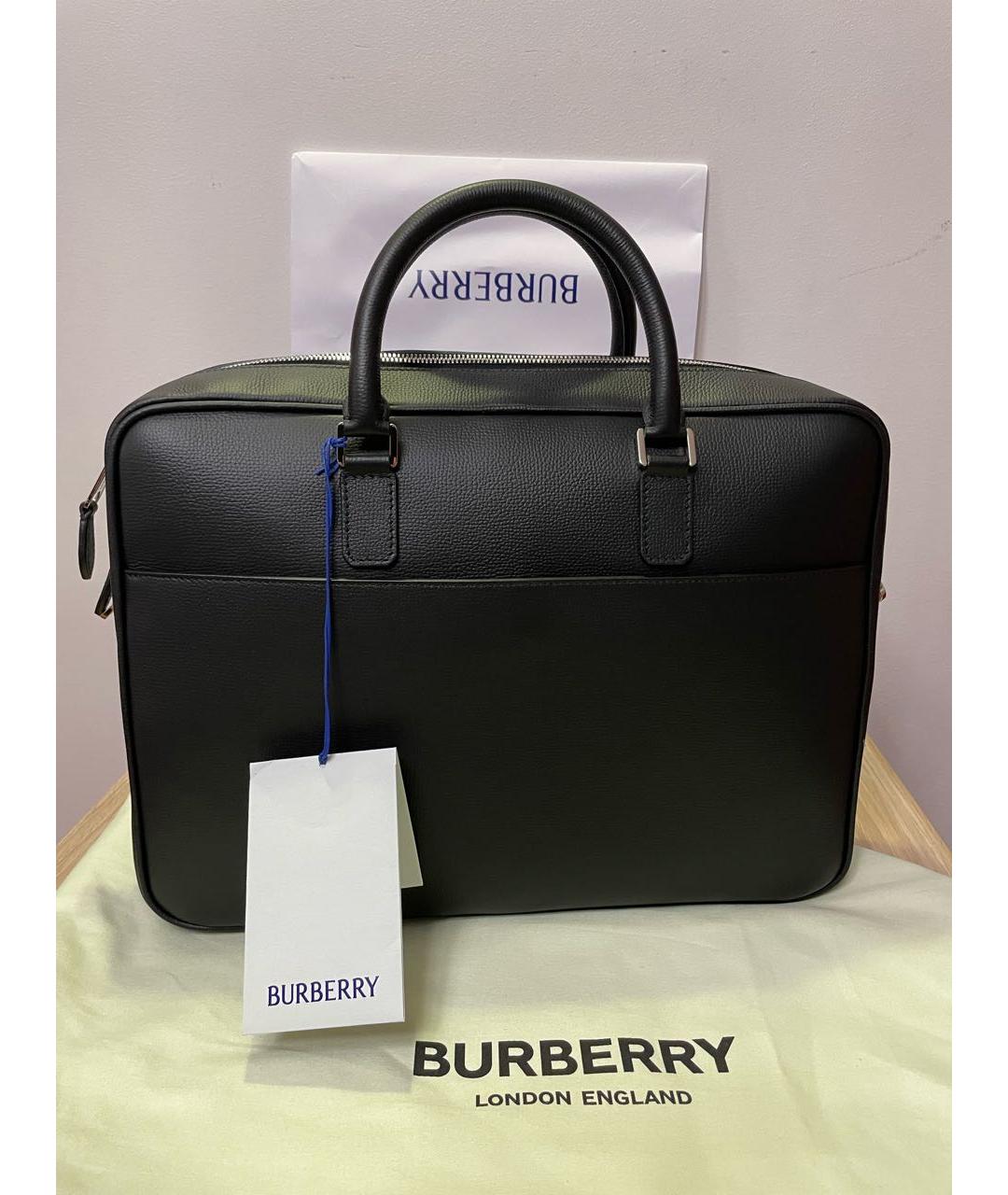BURBERRY Черный кожаный портфель, фото 3