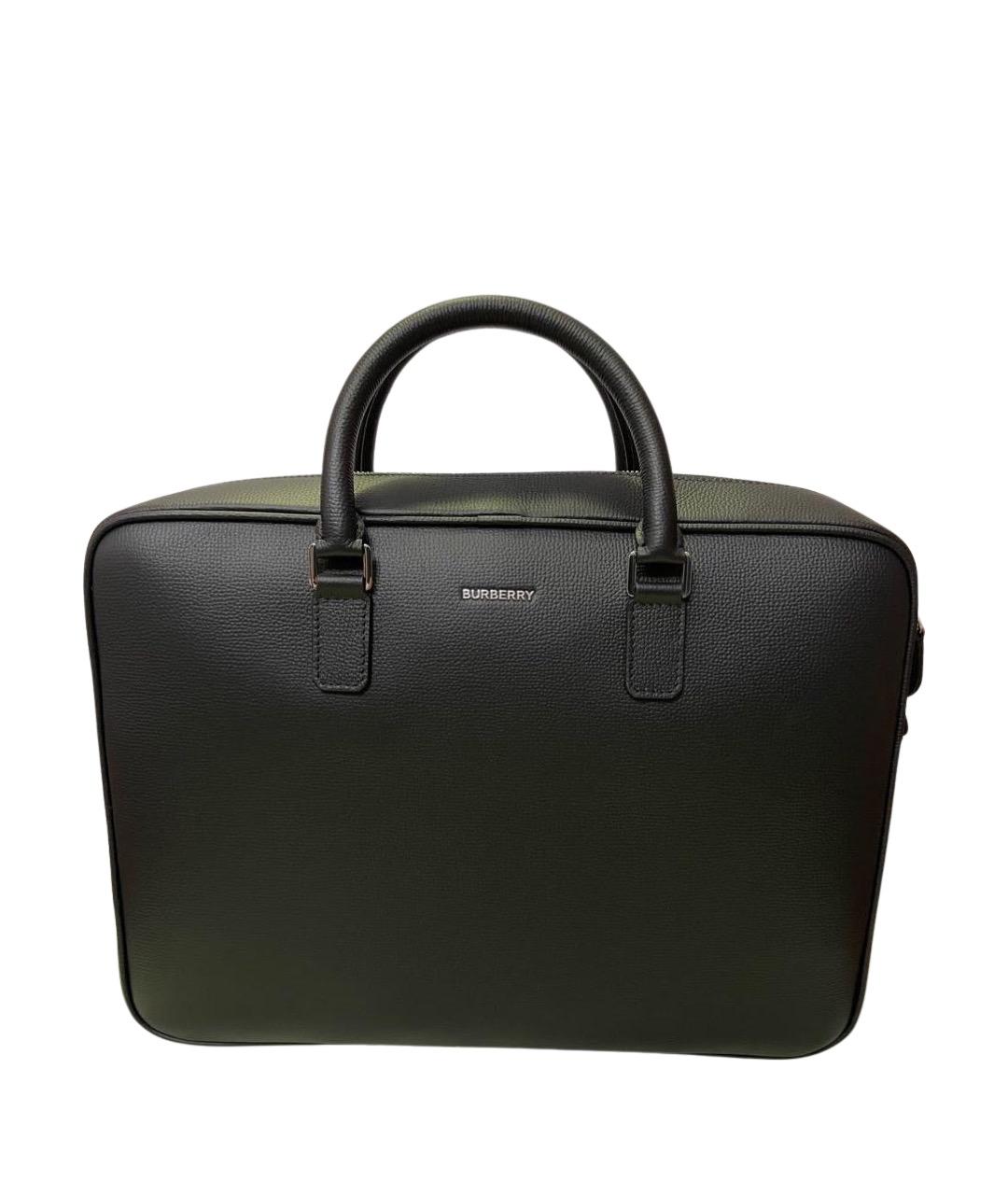 BURBERRY Черный кожаный портфель, фото 1