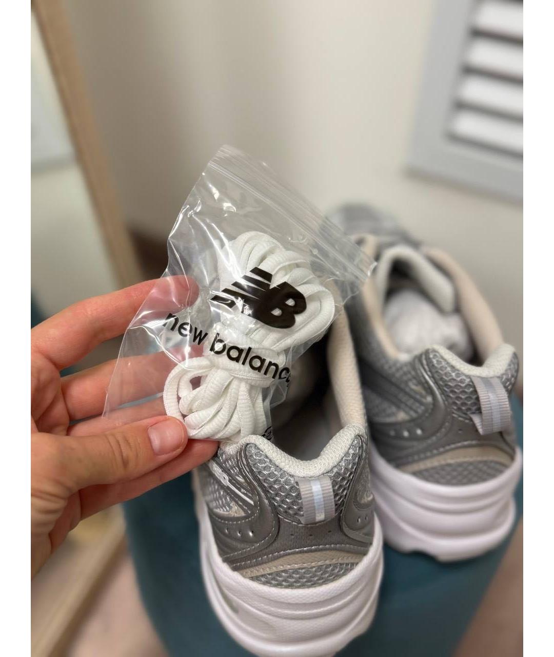 NEW BALANCE Серебряные текстильные кроссовки, фото 5