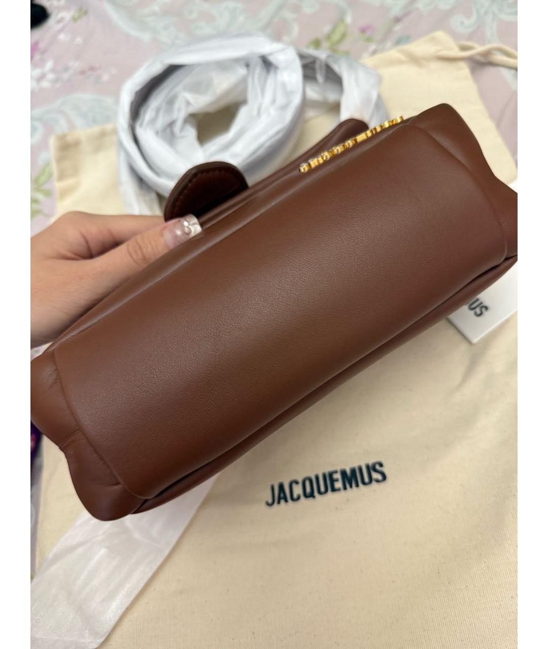 JACQUEMUS Коричневая кожаная сумка через плечо, фото 5