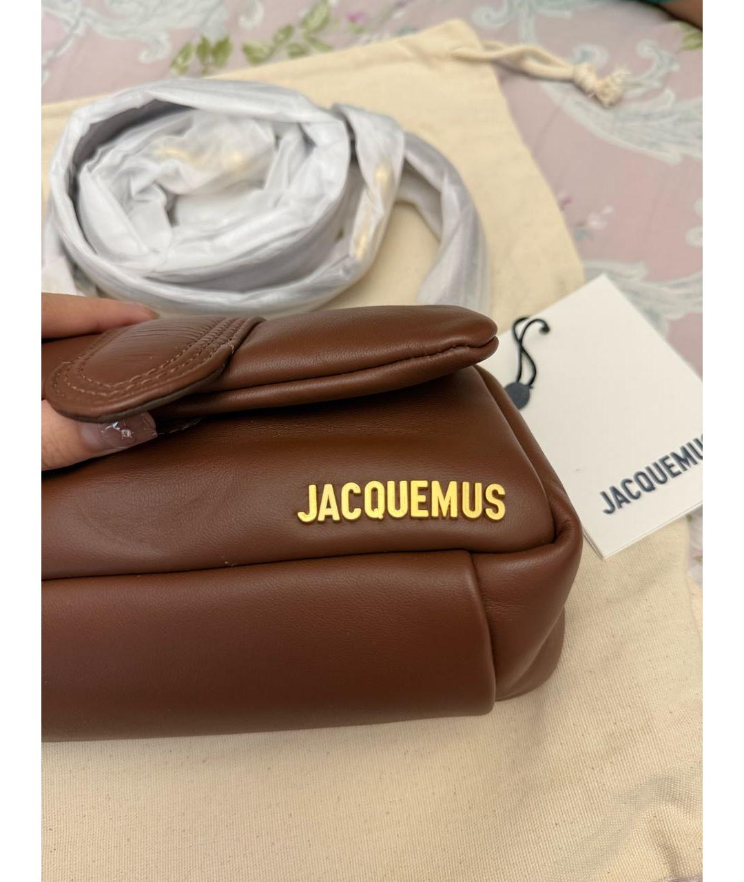 JACQUEMUS Коричневая кожаная сумка через плечо, фото 6