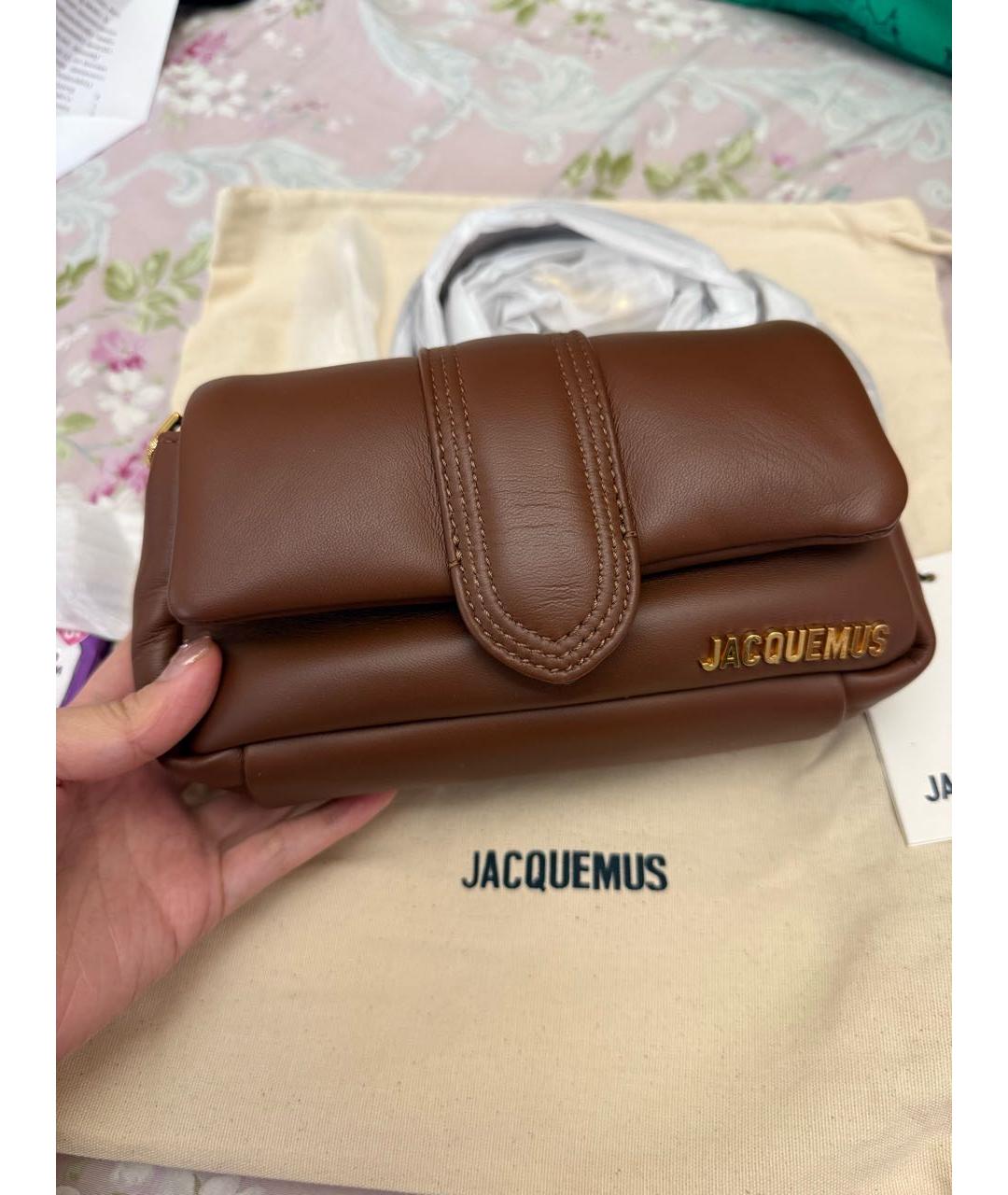 JACQUEMUS Коричневая кожаная сумка через плечо, фото 2