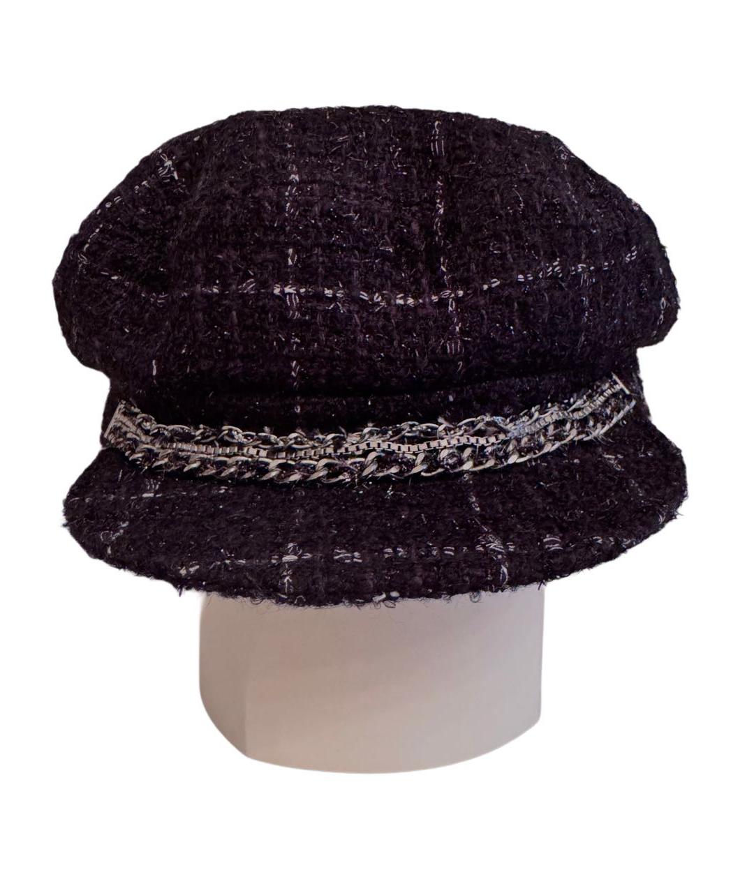 CHANEL Черная шерстяная кепка, фото 2