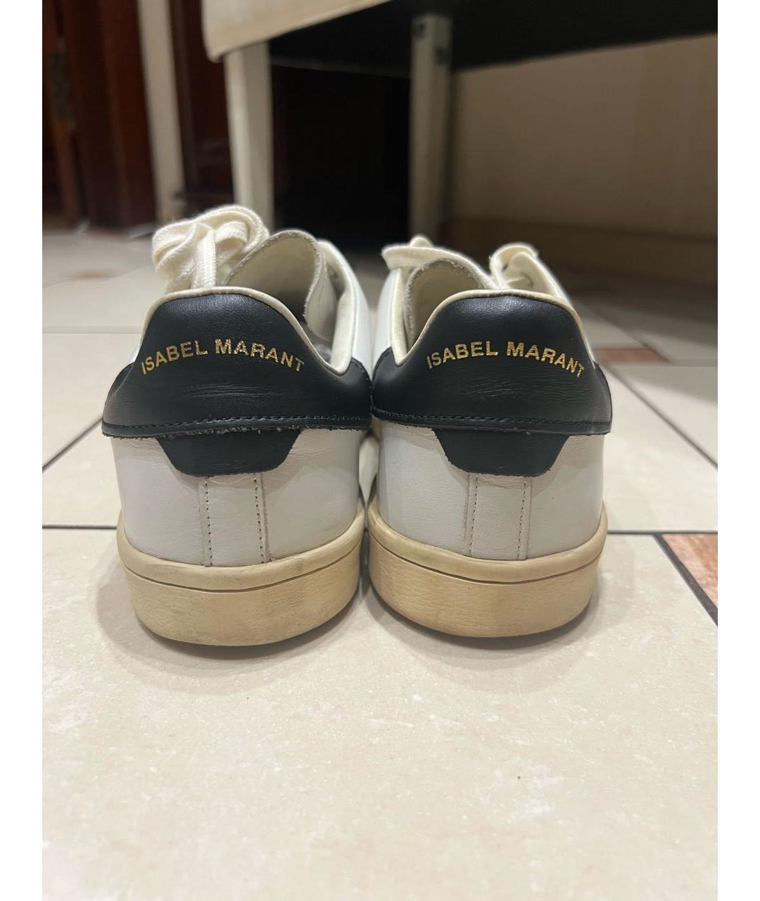 ISABEL MARANT ETOILE Белые кожаные кроссовки, фото 4