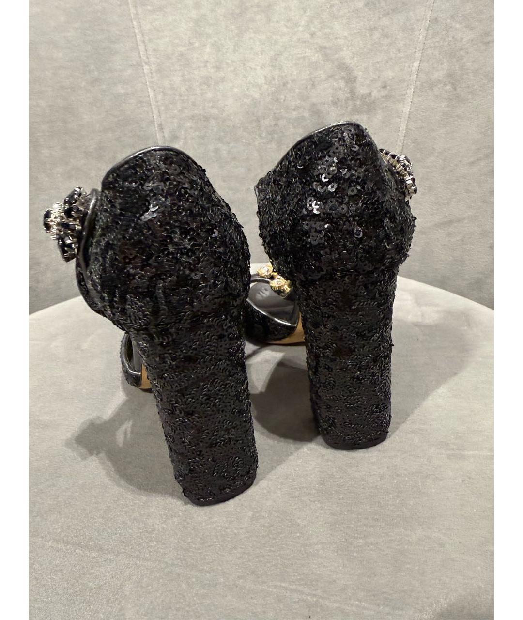 DOLCE&GABBANA Черные кожаные босоножки, фото 7