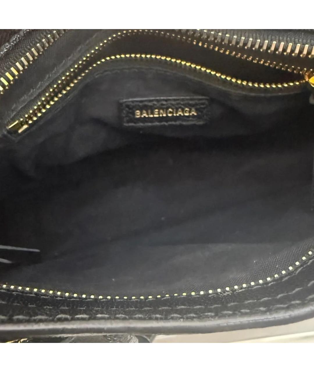 BALENCIAGA Черная кожаная сумка через плечо, фото 5