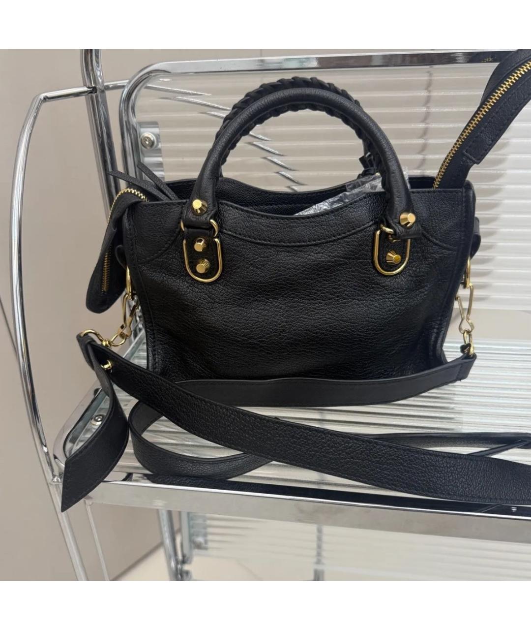 BALENCIAGA Черная кожаная сумка через плечо, фото 2