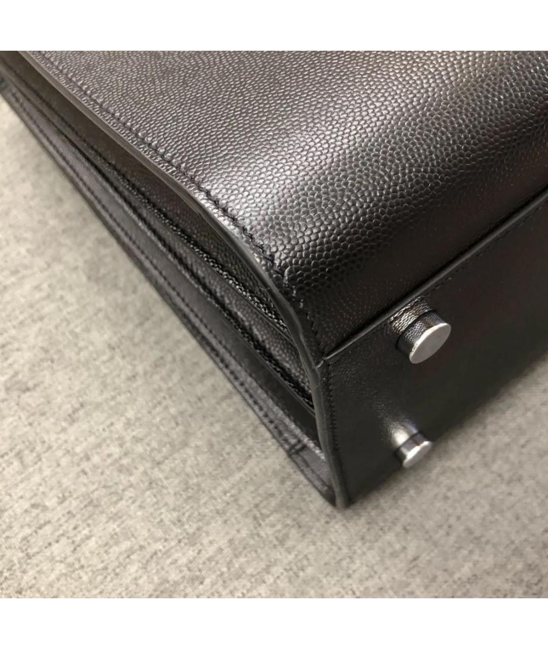 SAINT LAURENT Черная кожаная сумка тоут, фото 3