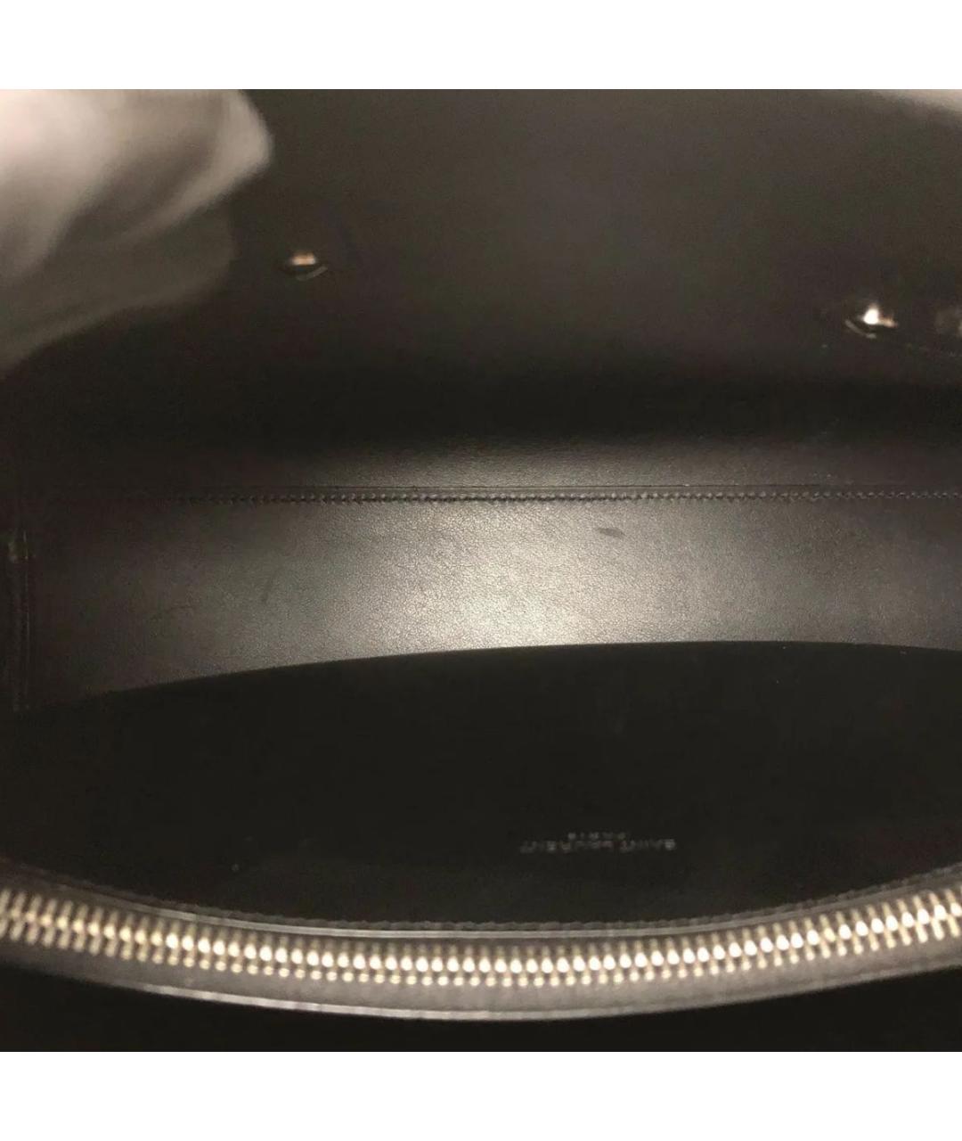 SAINT LAURENT Черная кожаная сумка тоут, фото 5
