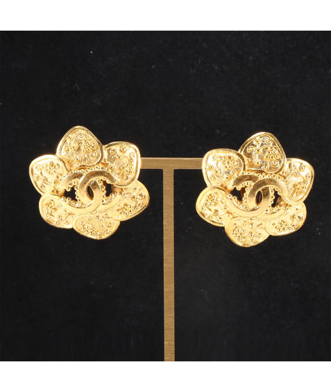 CHANEL Золотые латунные серьги, фото 8