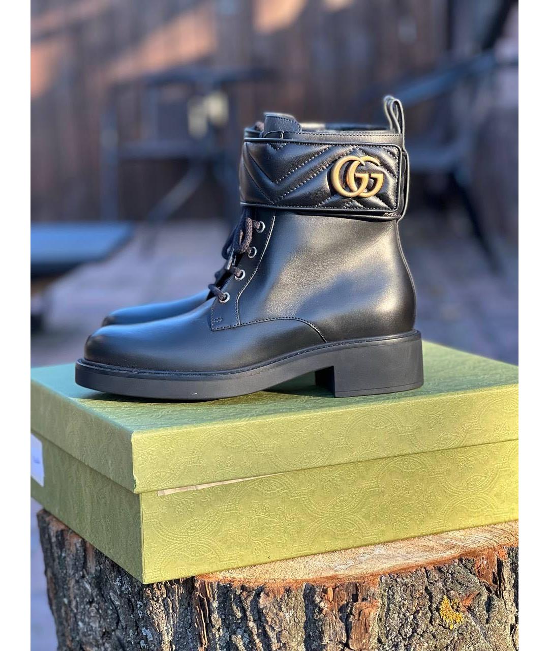 GUCCI Черные кожаные ботинки, фото 5