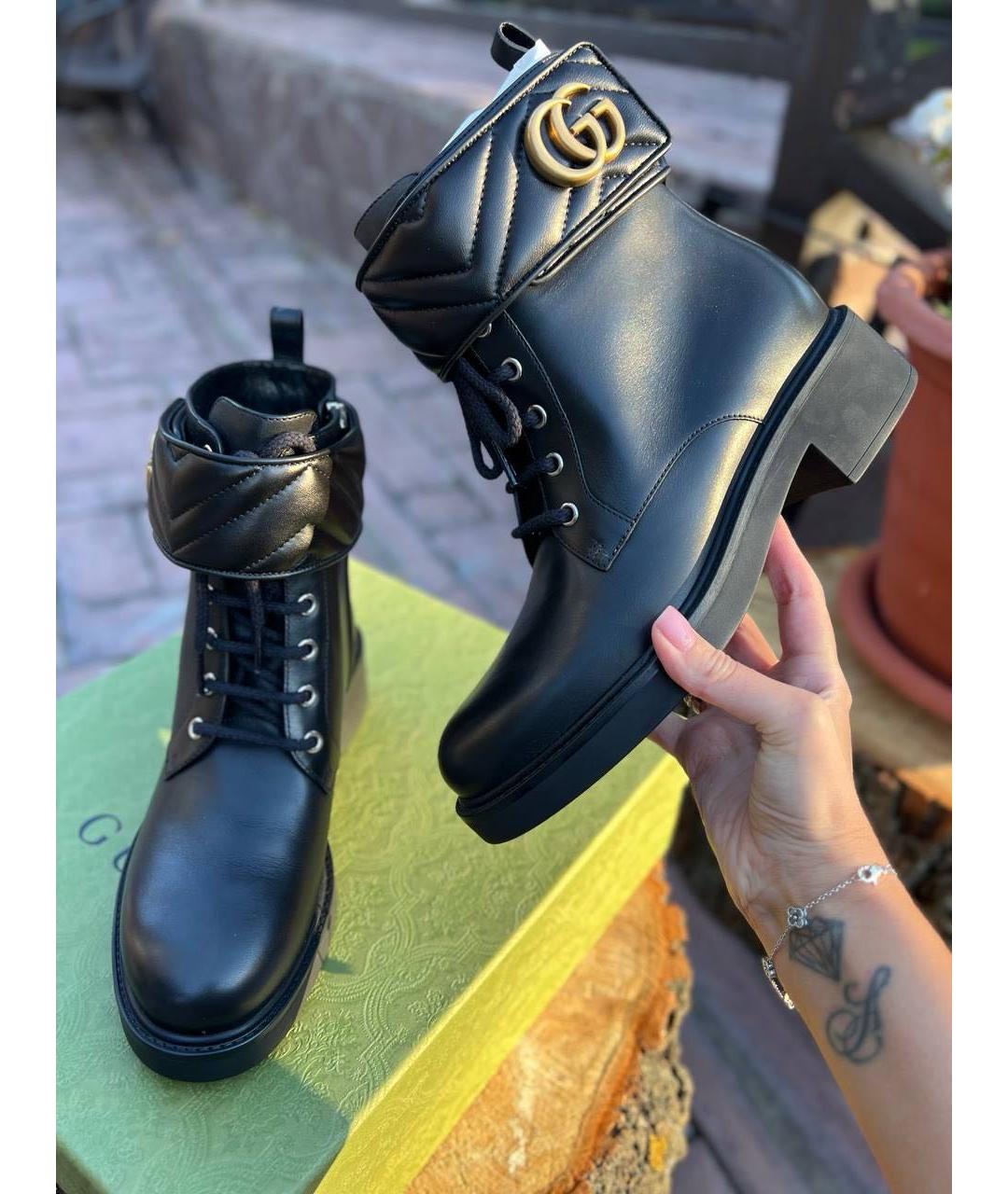 GUCCI Черные кожаные ботинки, фото 3