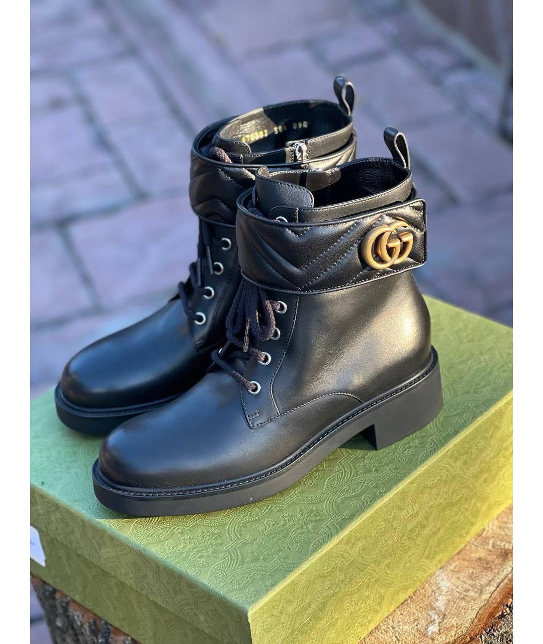 GUCCI Черные кожаные ботинки, фото 6