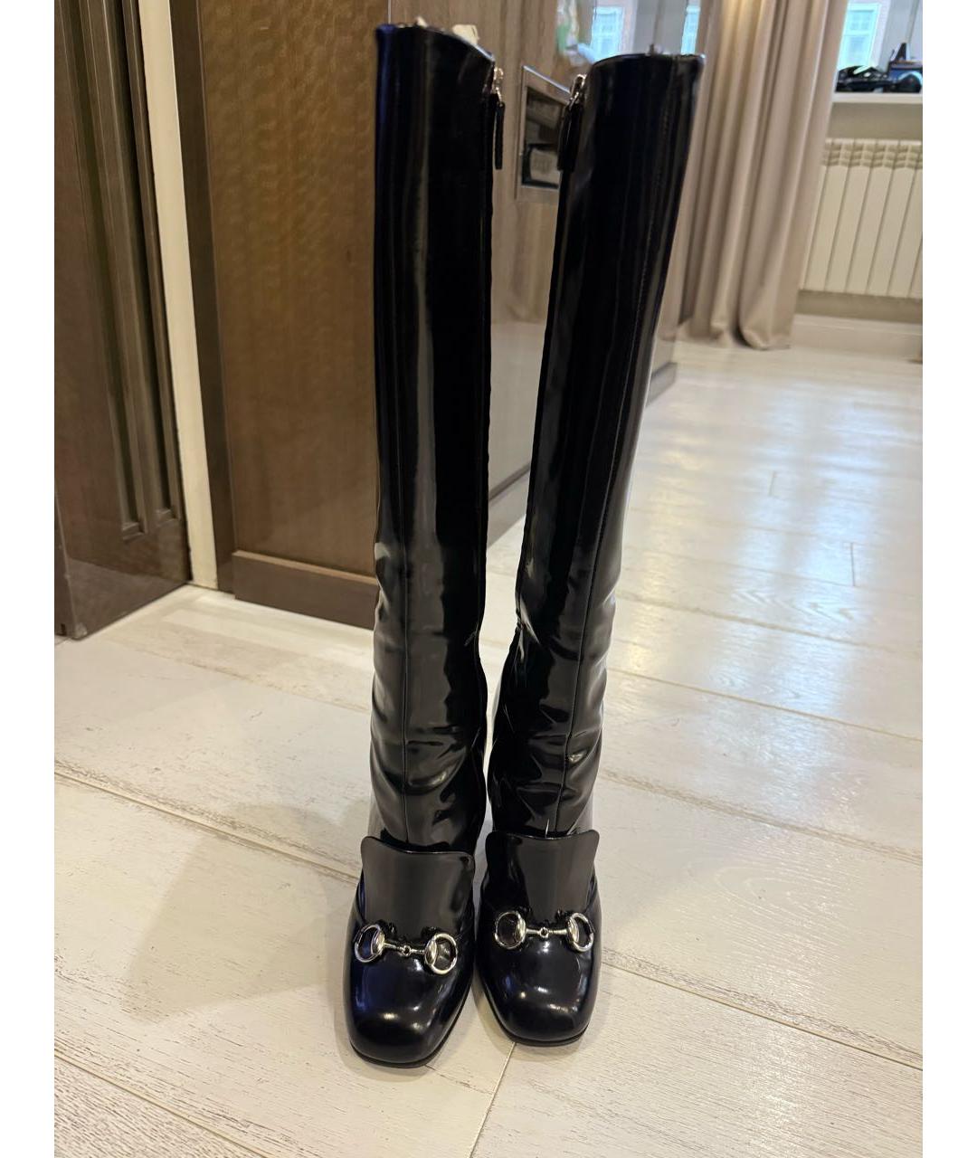 GUCCI Черные сапоги из лакированной кожи, фото 2