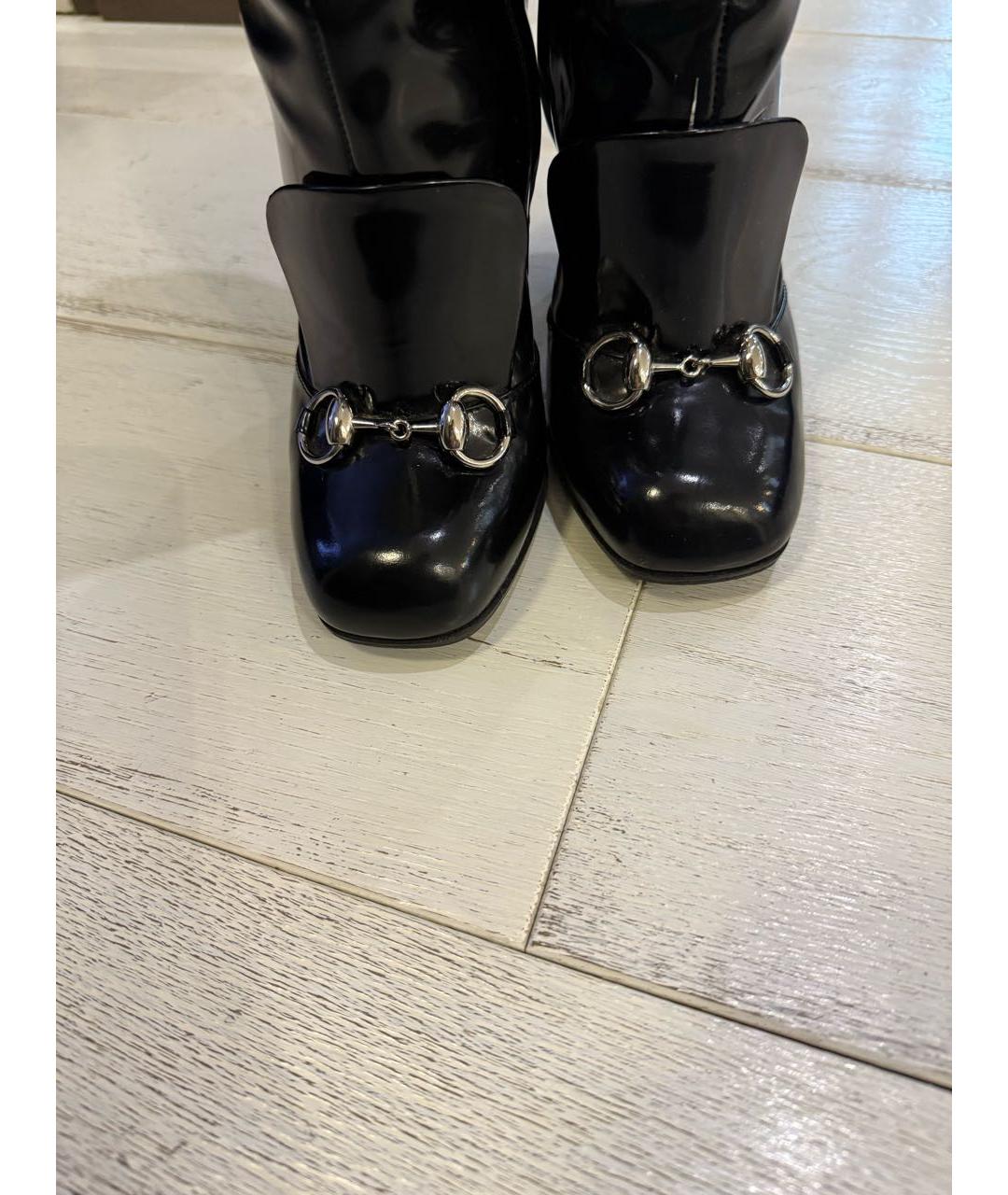 GUCCI Черные сапоги из лакированной кожи, фото 3
