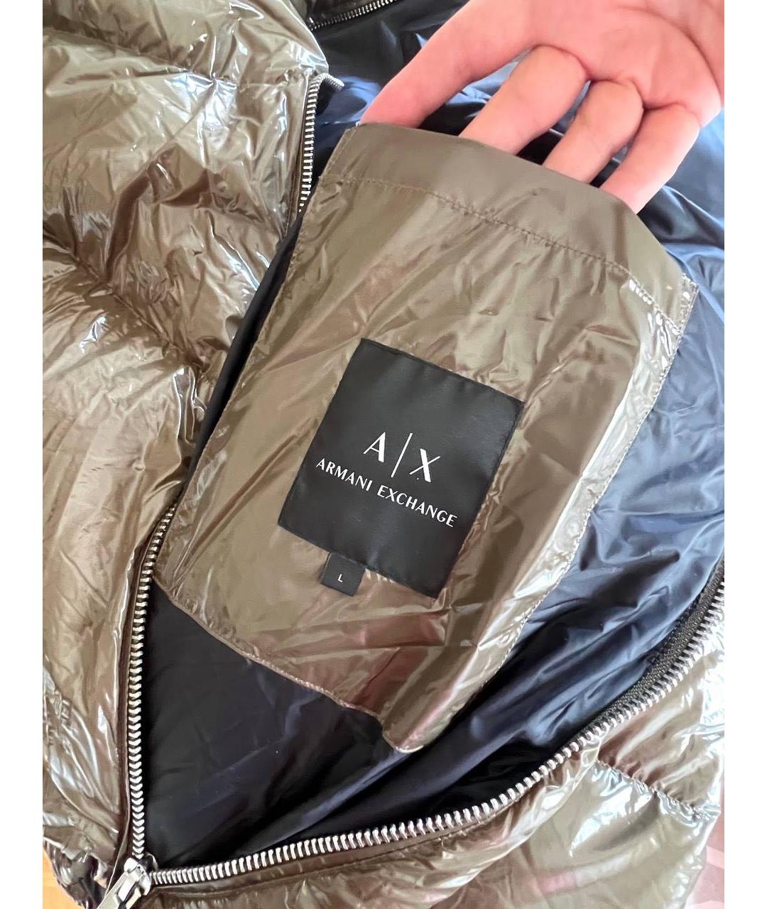 ARMANI EXCHANGE Коричневый полиэстеровый пуховик, фото 4